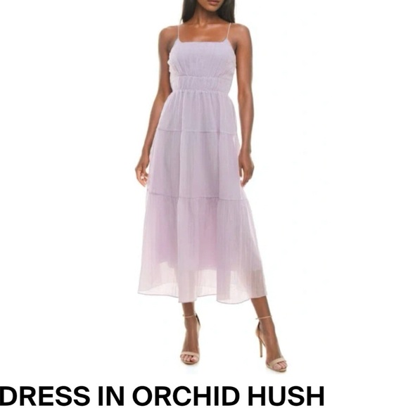 Socialite Square Neck Floaty Sleeveless Cami Midi Dress Smocked Waist Women’s L - Picture 2 of 5